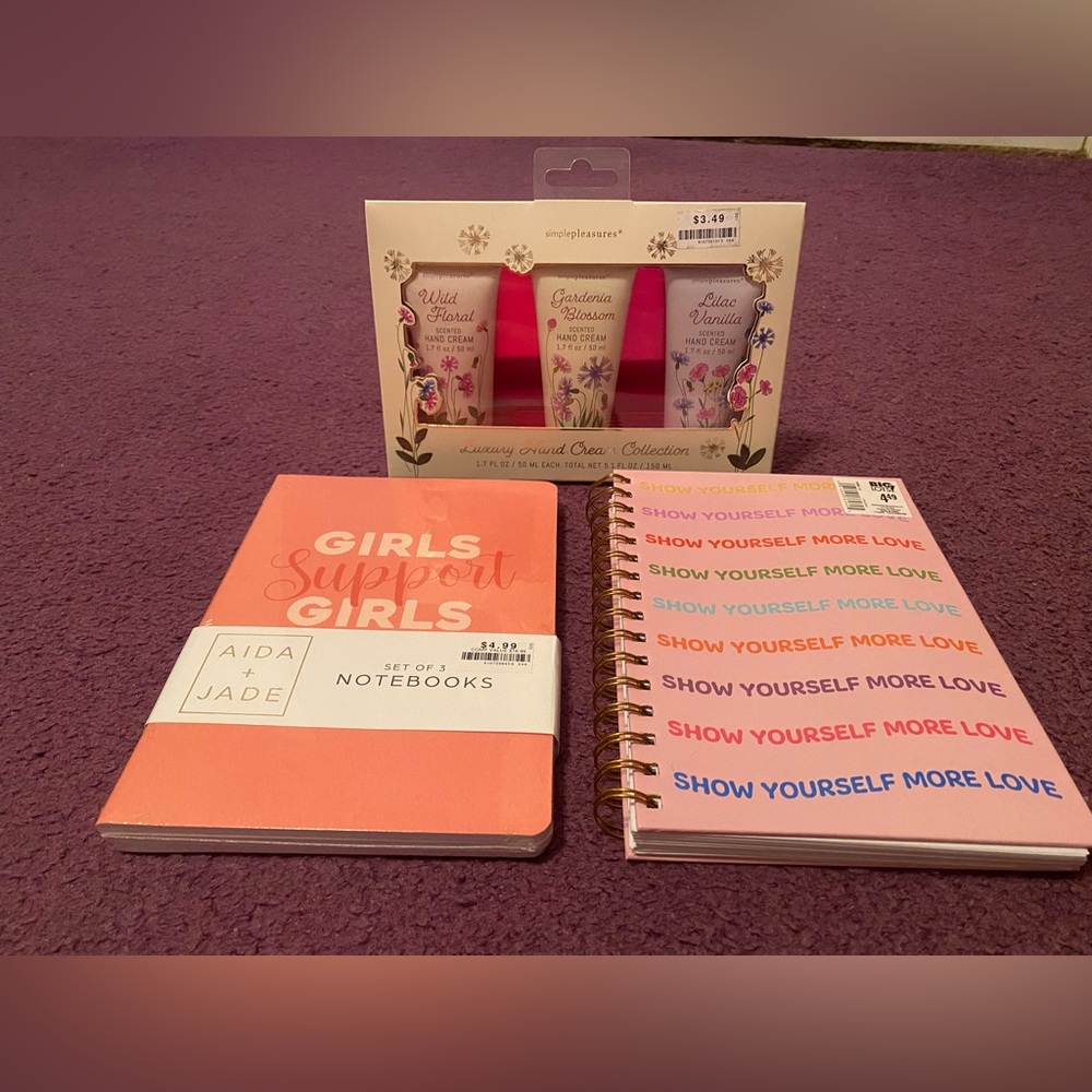 NWT 2 Notebooks with 1 Set of 3 Notebooks with Hand Cream Collection